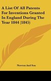 A List Of All Patents For Inventions Granted In England During The Year 1844 (1845)