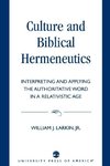 Culture and Biblical Hermeneutics