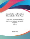 Causerie Sur Les Doctrines Nouvelles Du Droit Penal