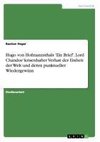 Hugo von Hofmannsthals 'Ein Brief'. Lord Chandos' krisenhafter Verlust der Einheit der Welt und deren punktueller Wiedergewinn