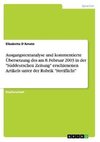 Ausgangstextanalyse und kommentierte Übersetzung des am 8. Februar 2003 in der 