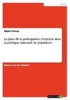 La place de la participation citoyenne dans la politique nationale de population