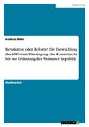 Revolution oder Reform? Die Entwicklung der SPD vom Niedergang des Kaiserreichs bis zur Gründung der Weimarer Republik