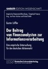 Der Beitrag von Finanzanalysten zur Informationsverarbeitung