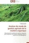 Analyse du mode de gestion agricole de la matière organique