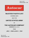 Autocar Master Parts List Covering Units Built for United States Army 1940-1942