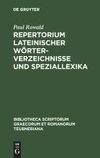 Repertorium lateinischer Wörterverzeichnisse und Speziallexika