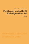 Einführung in das Recht BGB-Allgemeiner Teil