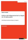 Kritik an der Volksgemeinschaft zu Beginn des  20. Jahrhunderts