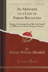 Marshall, G: Appendix to a List of Parish Registers