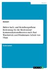 Haben Sach- und Beziehungsebene Bedeutung für die Moderation? Kommunikationstheorien nach Paul Watzlawick und Friedemann Schulz von Thun