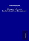 Beitrag zur Lehre vom Landschaftsrecht der Standesherrn