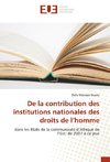 De la contribution des institutions nationales des droits de l'homme