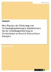 Best Practice der Förderung von Technologiegründungen. Implikationen für die Gründungsförderung an Hochschulen im Bereich Erneuerbarer Energien