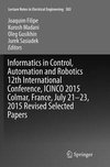 Informatics in Control, Automation and Robotics 12th International Conference, ICINCO 2015 Colmar, France, July 21-23, 2015 Revised Selected Papers