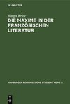 Die Maxime in der französischen Literatur