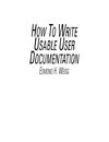 How to Write Usable User Documentation