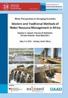 Modern and Traditional Methods of Water Resource Management in Africa. Water Perspectives in Emerging Countries. May 5-9, 2019 - Durban, South Africa