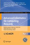 Advanced Informatics for Computing Research