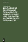 Tabellen zur Berechnung der Ausbeute aus dem Malze und zur saccharometrischen Bieranalyse