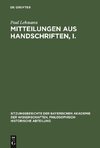 Mitteilungen aus Handschriften, I.