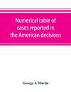 Numerical table of cases reported in the American decisions, American reports, and American state reports