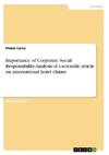 Importance of Corporate Social Responsibility. Analysis of a scientific article on international hotel chains