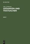 Otto Liebmann: Gedanken und Thatsachen. Band 1