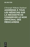 Addresse à tous les médecins sur la nécessité de conserver le nom officinal des médicamens