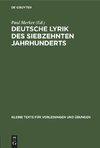 Deutsche Lyrik des siebzehnten Jahrhunderts