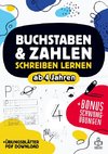 Buchstaben und Zahlen schreiben lernen ab 4 Jahren - mit Bonus Schwungübungen und extra Übungsblätter als PDF Download.