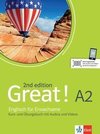 Great! A2, 2nd edition. Kurs- und Übungsbuch + Audios + Videos online
