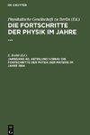 Die Fortschritte der Physik im Jahre ..., Jahrgang 40, Abteilung 1 (1884), Die Fortschritte der Physik der Materie im Jahre 1884