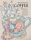 Coloring book zen. Adult coloring book coffee skilfully pictured in everyday situations. Stacked coffee cups, coffee at the computer, coffee and ... A food adult coloring book for relaxation