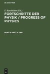 Fortschritte der Physik / Progress of Physics, Band 14, Heft 4, Fortschritte der Physik / Progress of Physics (1966)