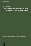 Die Verfassungsreform Litauens vom Jahre 1928