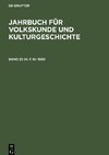 Jahrbuch für Volkskunde und Kulturgeschichte, Band 23 (N. F. 8), Jahrbuch für Volkskunde und Kulturgeschichte (1980)