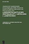 Landwirtschaftliches Zentralblatt / Abteilung I. Landtechnik, Jahrgang 10, Autoren Register 1964, September 1965