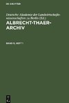 Albrecht-Thaer-Archiv, Band 9, Heft 1, Albrecht-Thaer-Archiv Band 9, Heft 1