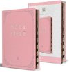 KJV Holy Bible, Giant Print Thinline Large Format, Pink Premium Imitation Leathe R with Ribbon Marker, Red Letter, and Thumb Index