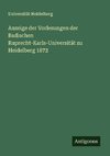 Anzeige der Vorlesungen der Badischen Ruprecht-Karls-Universität zu Heidelberg 1872