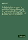 Geologische Untersuchungen im westlichen Theile des Balkan und in den angrenzenden Gebieten: I. V. Ein geologisches Profil von Sofia über den Berkovica-Balkan nach Bercovac