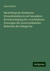 Darstellung der Kantischen Erkenntnisstheorie mit besonderer Berücksichtigung der verschiedenen Fassungen der transscendentalen Deduction der Kategorien