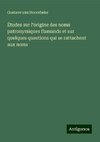 Études sur l'origine des noms patronymiques flamands et sur quelques questions qui se rattachent aux noms