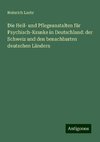 Die Heil- und Pflegeanstalten für Psychisch-Kranke in Deutschland: der Schweiz und den benachbarten deutschen Ländern