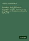 Remarks by Medical Officer, to accompany mortality tables of the city of Glasgow, for the quarter ending 30th Sept., 1878