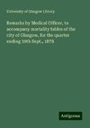 Remarks by Medical Officer, to accompany mortality tables of the city of Glasgow, for the quarter ending 30th Sept., 1878