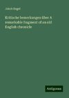 Kritische bemerkungen über A remarkable fragment of an old English chronicle