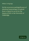 On the occurrence and significance of intestinal haemorrhage in typhoid fever: a thesis for an act for the degree of M.B. in the University of Cambridge