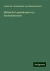 Blätter für Landeskunde von Niederösterreich